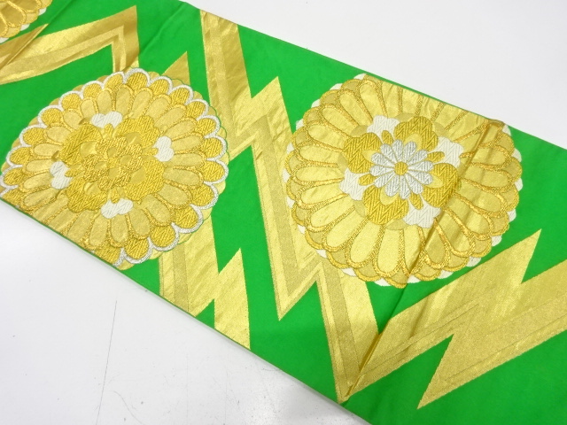 アンティーク　よろけ縞に華紋織り出し袋帯（材料）